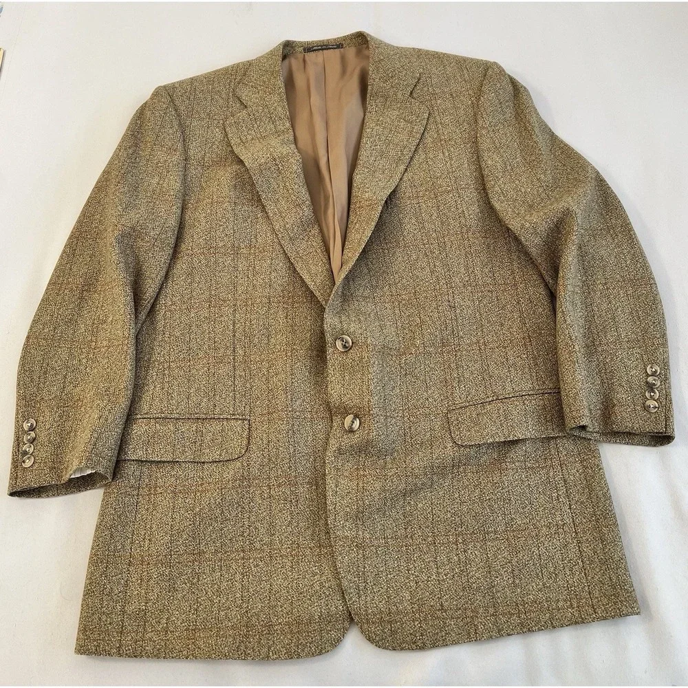 Ermenegildo Zegna Blazer Men's Tan Brown Sport Jacket Made Italy Paul Simon Wool